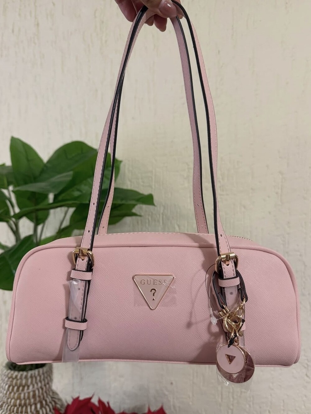 Guess Blush Pink Saffiano Shoulder Handbag - Picture 1 of 4